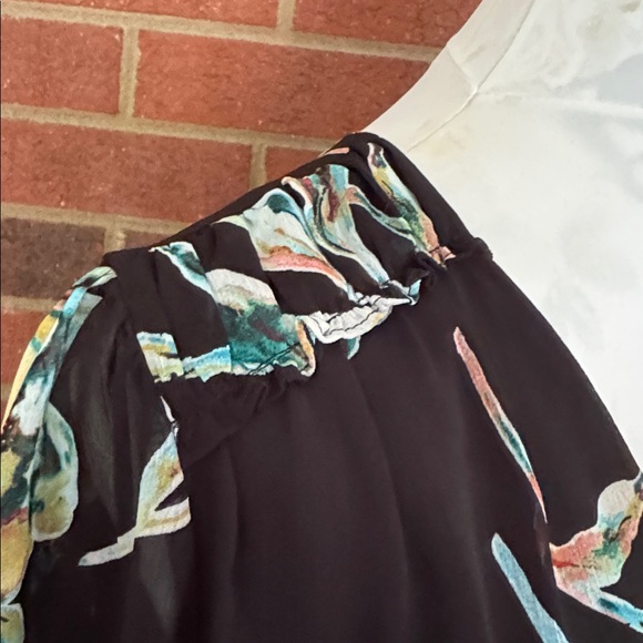 Chico’s Crepe Pleated Smoked Waistband Floral Print Midi Dress - Picture 8 of 11